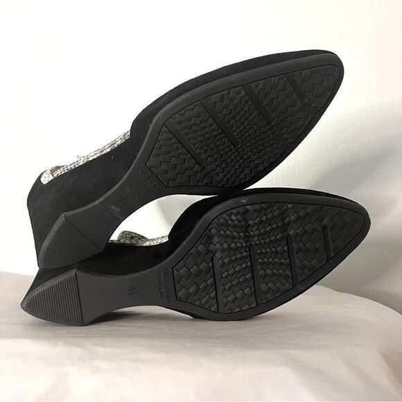 Cole Haan Lara Ankle Strap Snake Black Suede Wedges, 9.5 NWOB - Picture 6 of 10